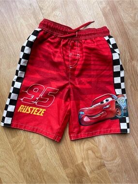 Disney Cars Lightning McQueen Red Kids Swim Shorts